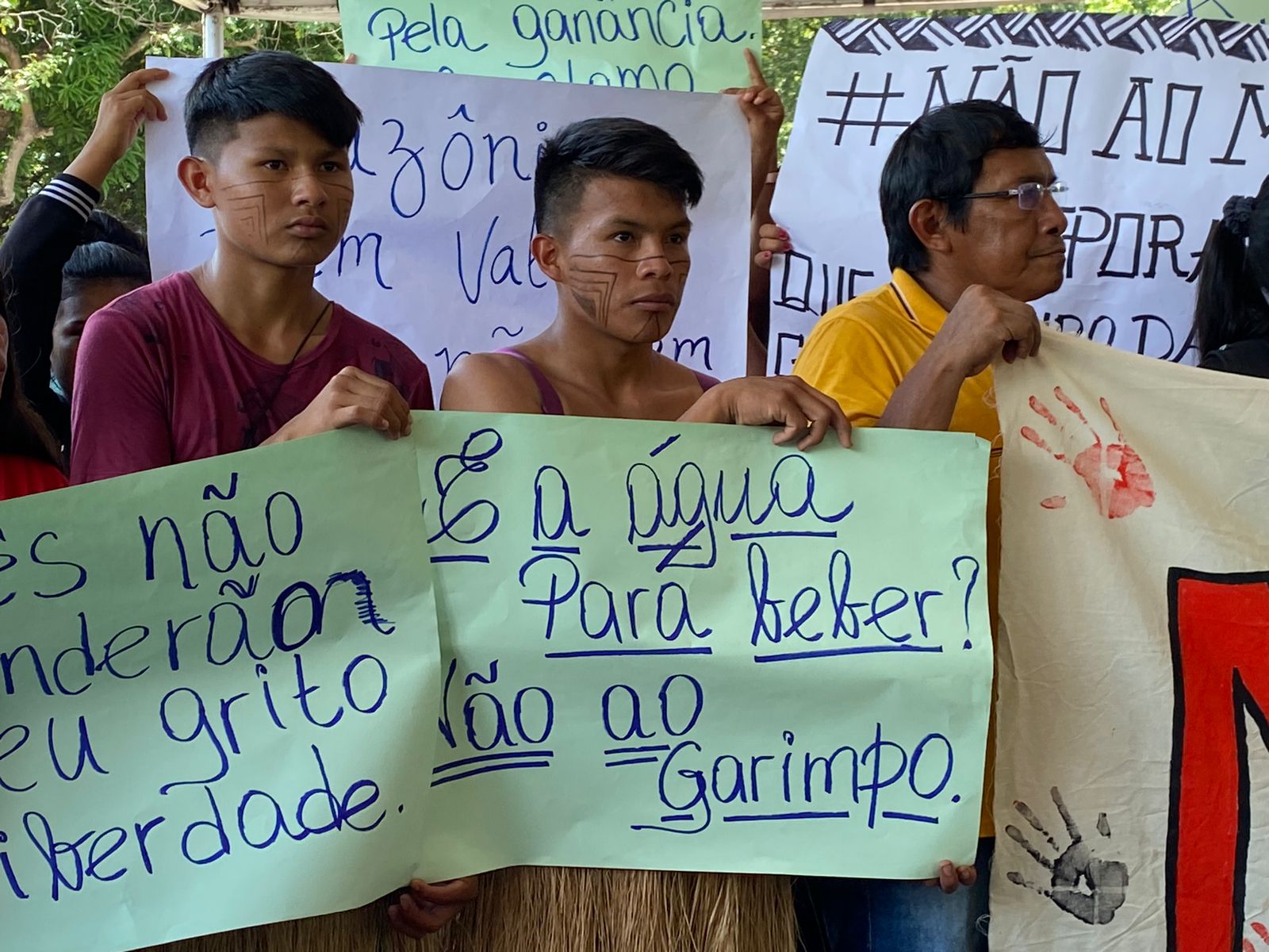Juventude indígena mobilizada em Boa Vista contra o marco temporal|Fabrício Araújo/ISA