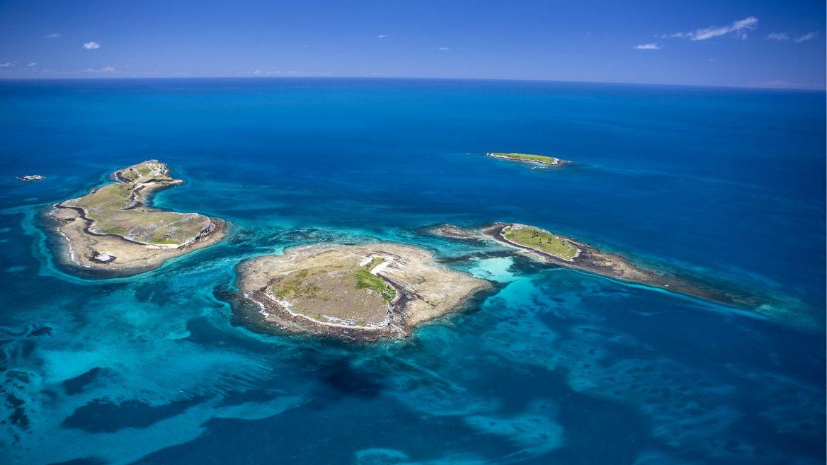 Parque Nacional de Abrolhos visto de cima, o maior santuário marinho do país|ICMBio/Divulgação