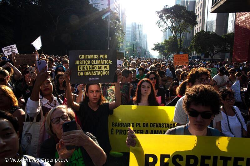 Marcha contra o PL da Devastação, realizada em junho, na Av. Paulista, em São Paulo  | Victor Bravo / Greenpeace